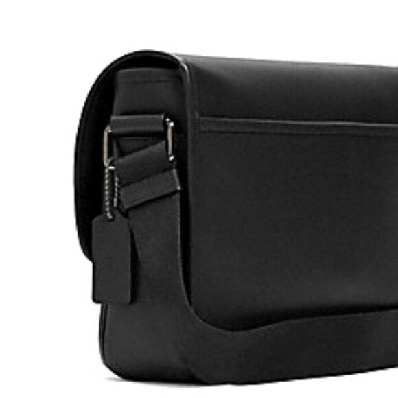 New with Defects COACH Heritage Map Smooth Leather Crossbody Messenger Bag Black - Picture 3 of 16